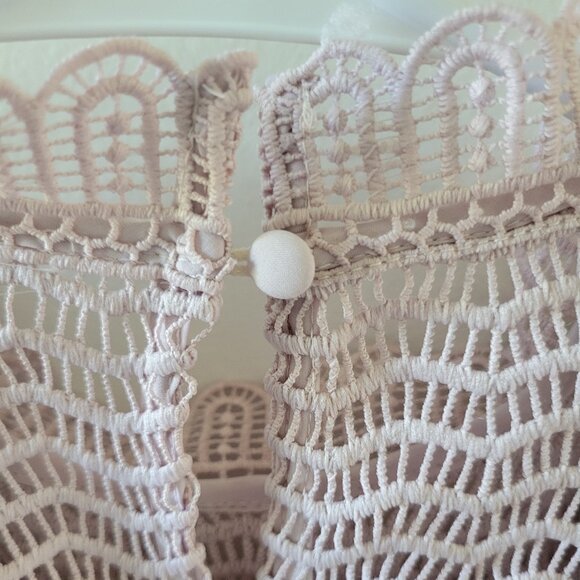 CHICWISH Tiered Ruffle Crochet Mock Neck Sleeveless Top in Pink NWT - Picture 4 of 6